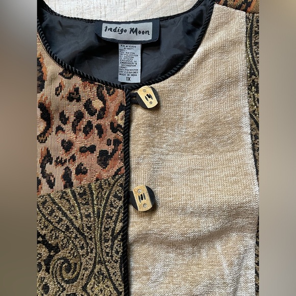Indigo Moon women’s patchwork jacket 1X- leopard print, paisley - Picture 4 of 9